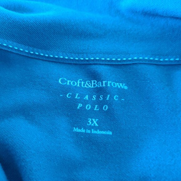 CROFT & BARROW WOMEN'S CLASSIC POLO SHORT SLEEVE SHIRT-SIZE 3X/ BLUE - Picture 2 of 10